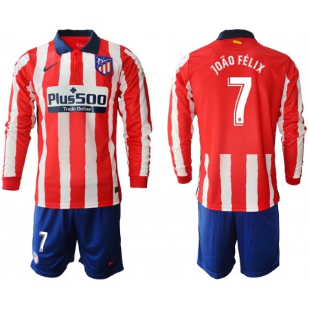 Billiga Fotbollströjor Atlético Madrid Joao Felix 7 Barn Hemma tröja 2020/21 Långärmad